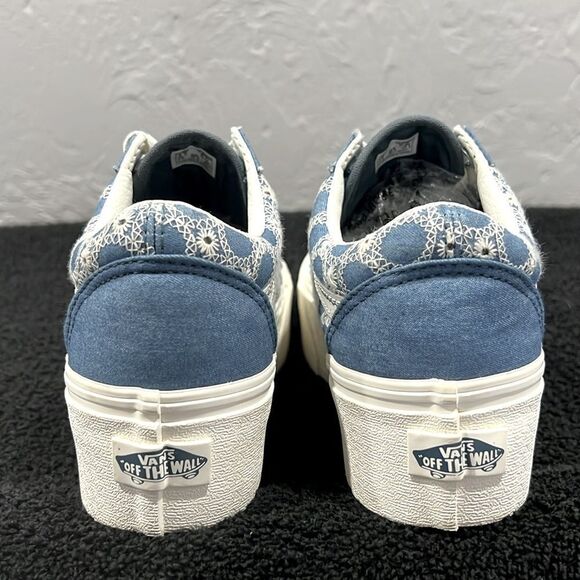🔥 VANS Old Skool Stackform Denim Floral Platform Sneakers Women Sz 6 - PERFECT - Picture 6 of 14